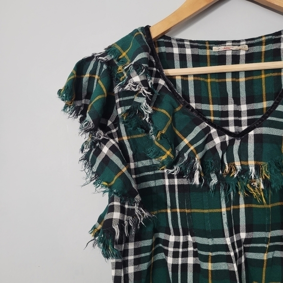 Faherty Green Plaid Yosepha Ruffle Fringe Top - Picture 5 of 15
